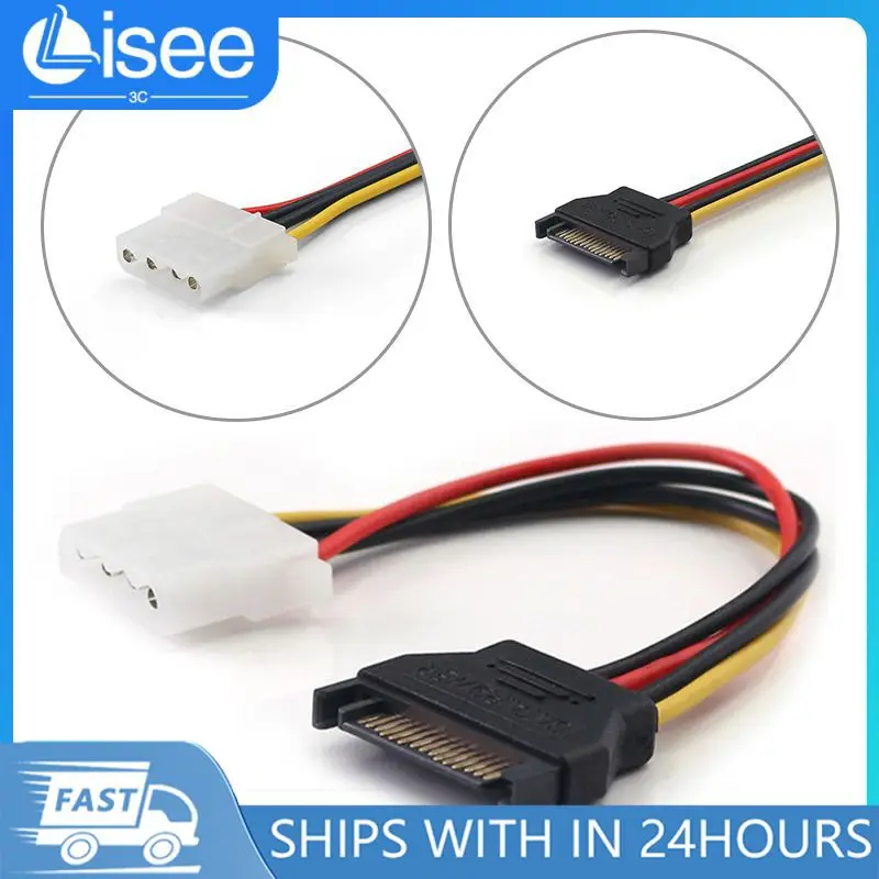 15-Pin Sata Male To Molex Ide 4-Pin Female Adapter Extension Power Cord For Computer Optical Drive Connection Power Cord