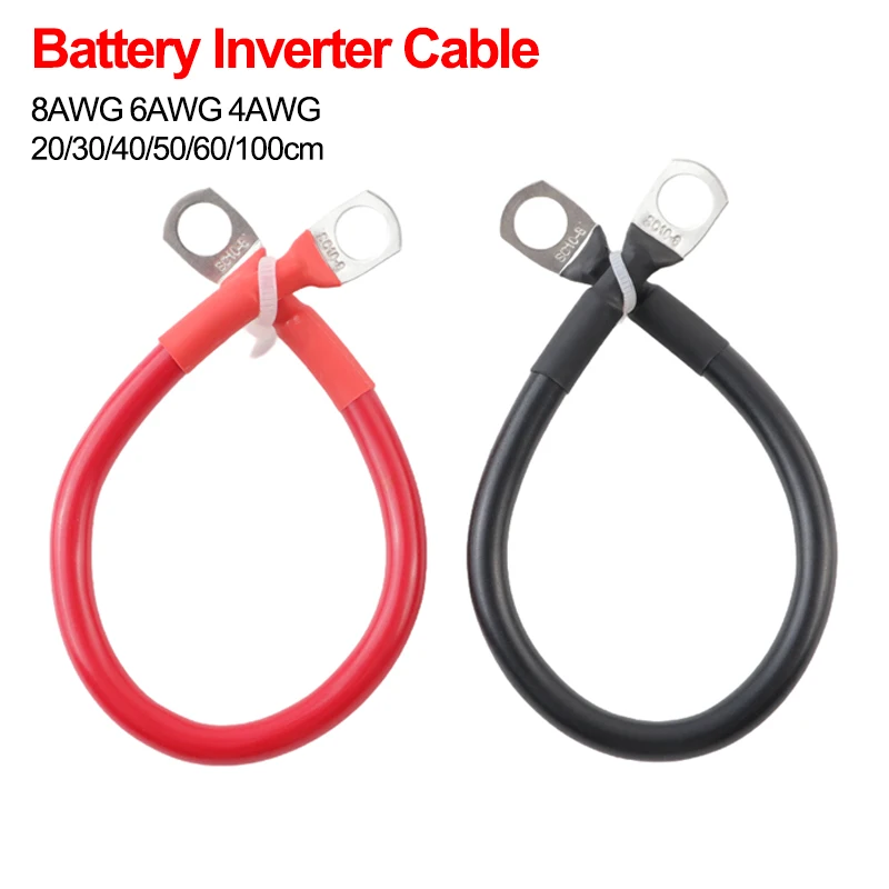 Battery Connection Cable Set 8 6 4AWG with M8 SC Terminal RV Pure Copper Core Inverter Battery Connection Wire
