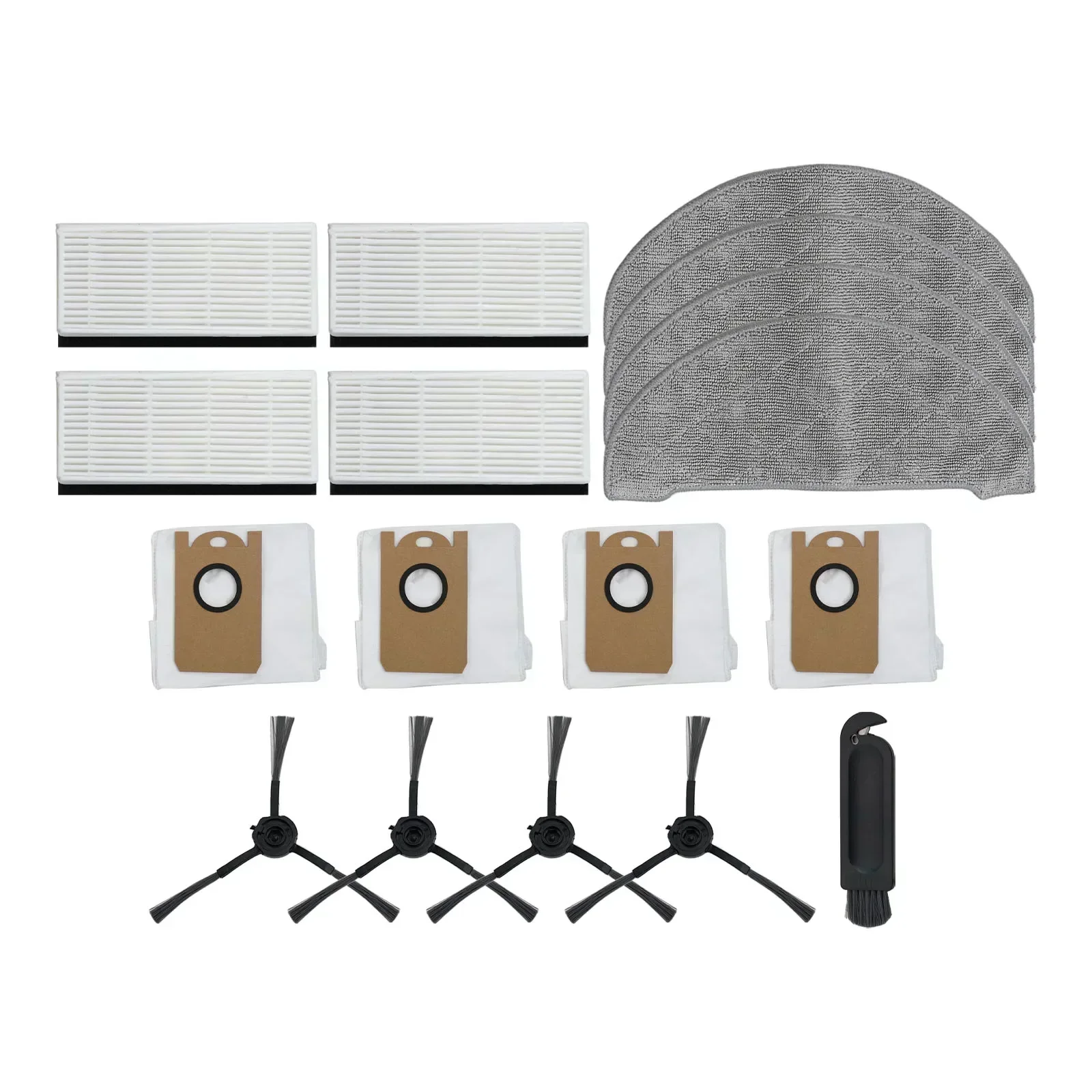 

17pcs Dust Bags Side Brush Filter Mop Rag Cloth Cleaning Brush For Cecotec-Conga 5290 Ultra Robot Vacuum Cleaner