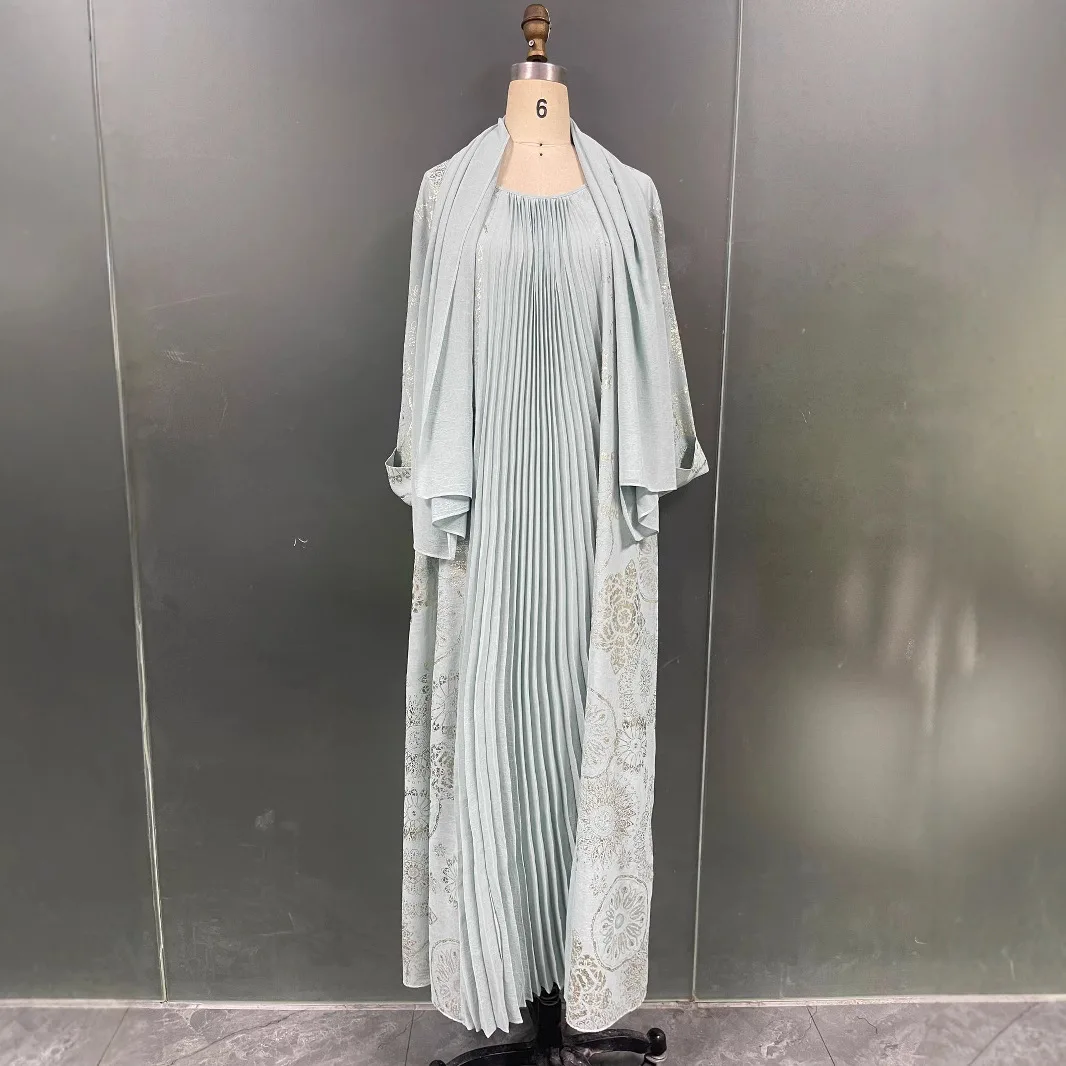 

New Muslim Fashion Hijab Dubai Abaya Pleated Long Dresses Women Islam Clothing Abaya African Dresses For Women Musulman Djellaba