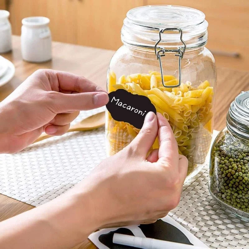 8-108pcs/Set Chalkboard Labels Spice Sticker Organizer Label for Household Kitchen Jars Bottles Blackboard Stickers with Pen New