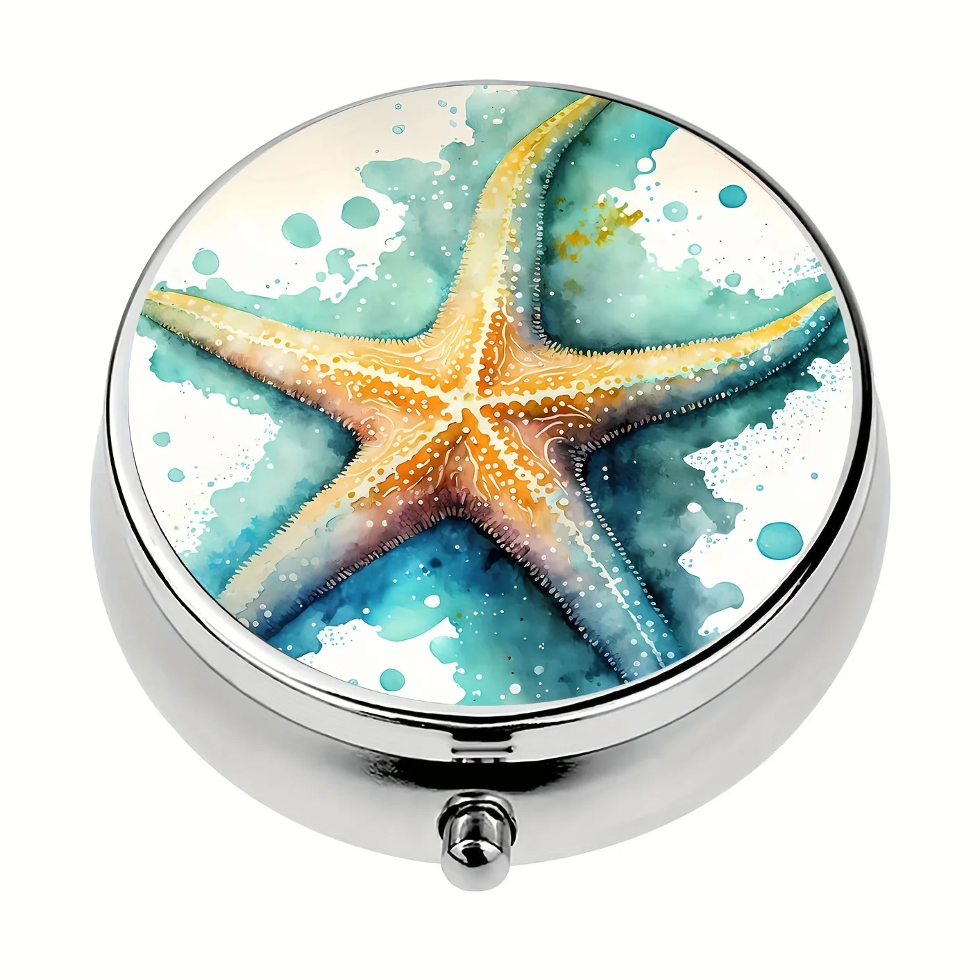 Cute Starfish Pill Box,3 Compartment Medicine Pill Organizer,Mini Pill Box,Case For Purse,Travel Portable Box