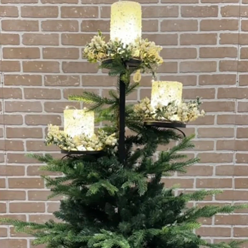 Black Triple Tree Topper, Tree Topper Candle Holder, Candelabra Tree Topper For Christmas, 3 Tier Candle Holder