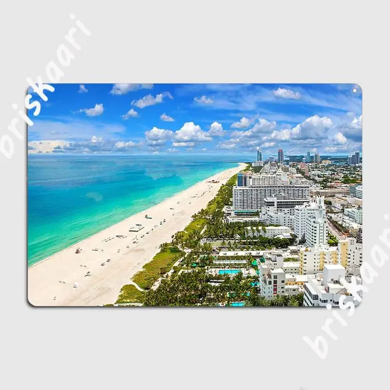 Miami Beach Florida Usa Metal Plaque Poster Wall Cave Cave Pub Wall Decor Classic Tin Sign Poster