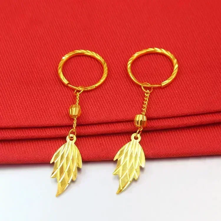 

Real Gold 999 Earrings Inlaid with Earrings, Solid 24K Gold To Attract Wealth Womens Jewelry Accessories Birthday Gift