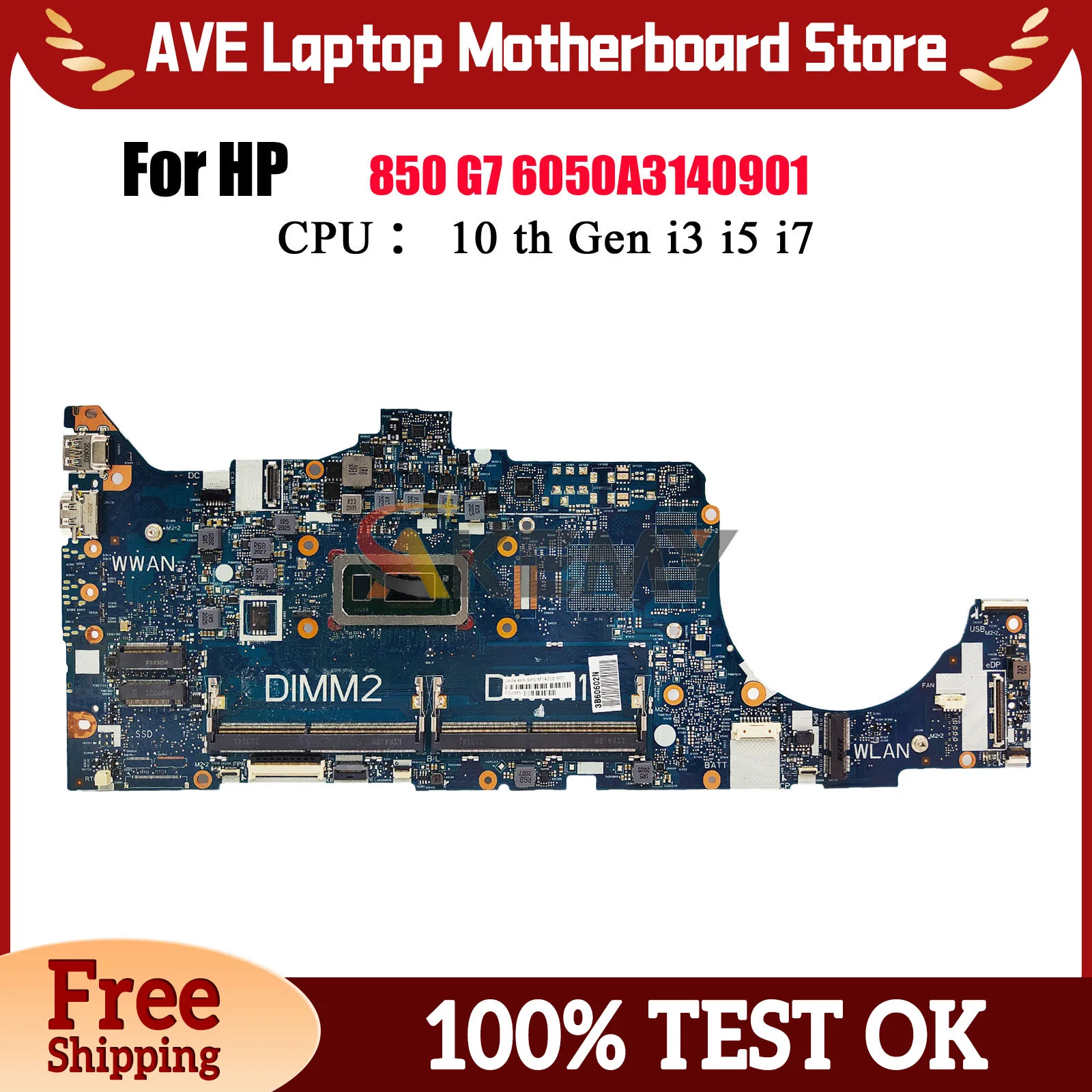 

6050A3140901 для ноутбука HP EliteBook 850 G7, материнская плата M05248-601 M05246-601 с процессором i5 i7 10-го поколения DDR4, 100% полностью протестировано