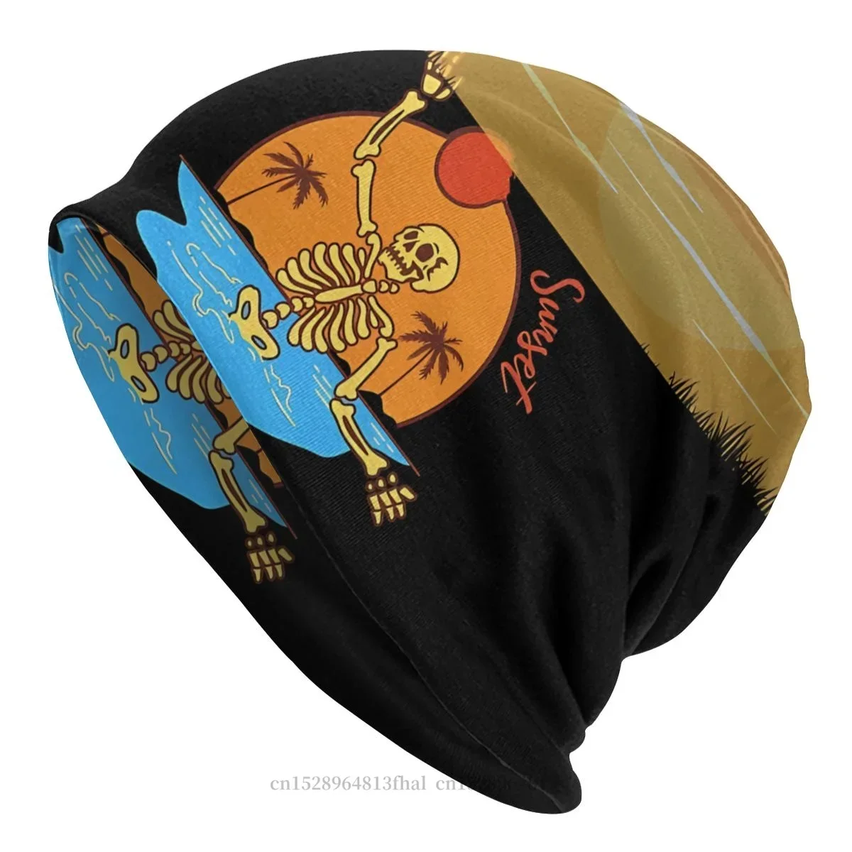 Sunset Squelette Play Hand Ball In  Sport Beanie Caps Gothique Skullies Beanies Ski  Cotton Bonnet Hats