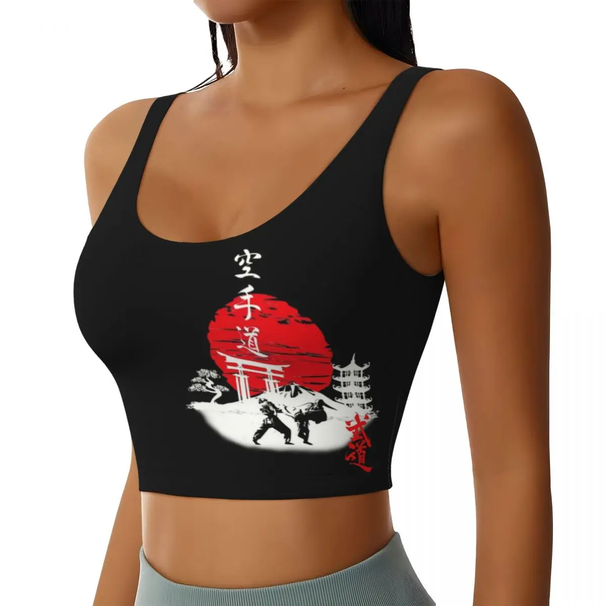 Custom Budo Soul Karate Spirit Workout Crop Tank Tops for Women Seamless Martial Arts Running Yoga Sports Bras