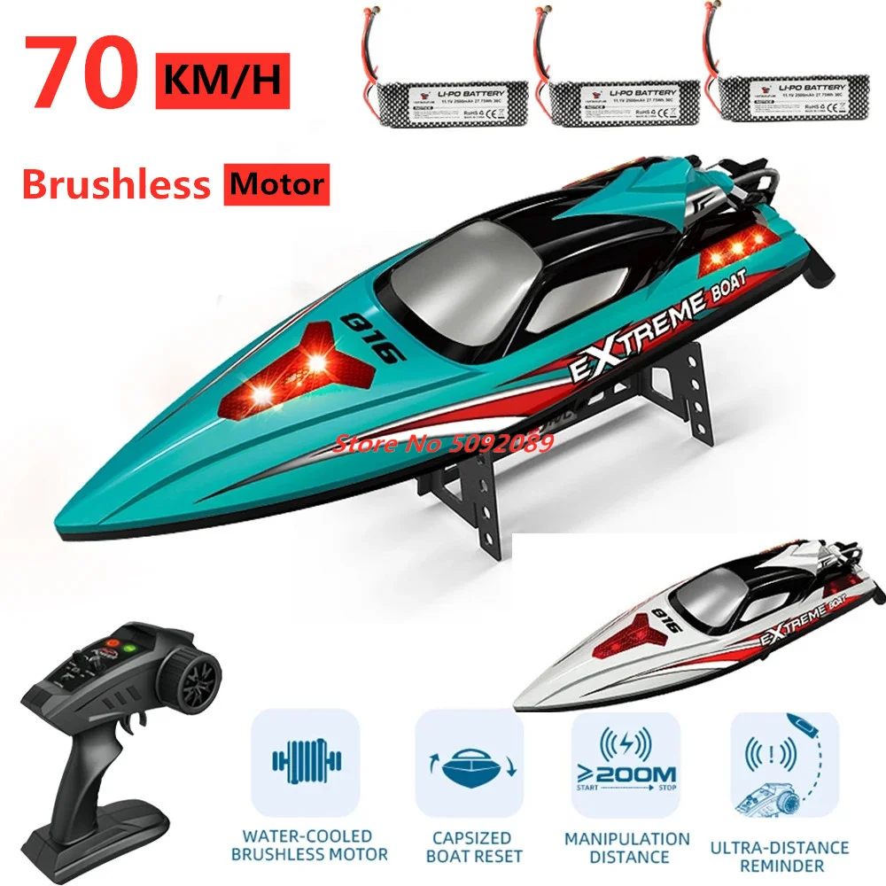 

70KM/H Brushless RC Speedboat 48CM Large Remote Control Ship Boat Rowing Waterproof Capsize Reset Professional RC Racing Boat