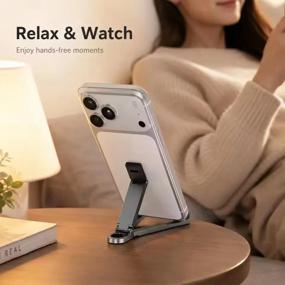 Foldable Keychain Phone Stand Multi-Angle Adjustable Lightweight For iPhone Samsung Universal Holder Triangle Bracket for Travel view 5