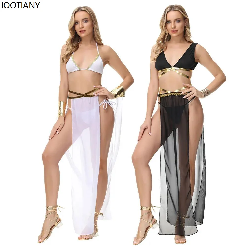 

Halloween Adult Women's Cleopatra Princess Costume Sexy Ancient Greek Goddess Role Playing Purim Egyptian Princess Ball Dress