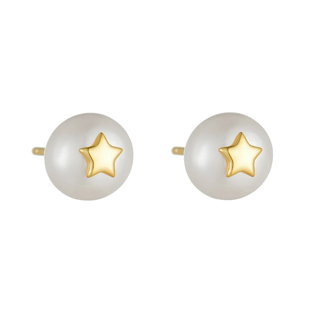 Pendientes de plata de ley S925 con forma de estrella y perlas naturales para mujer, joyería versátil de lujo Vintage francesa