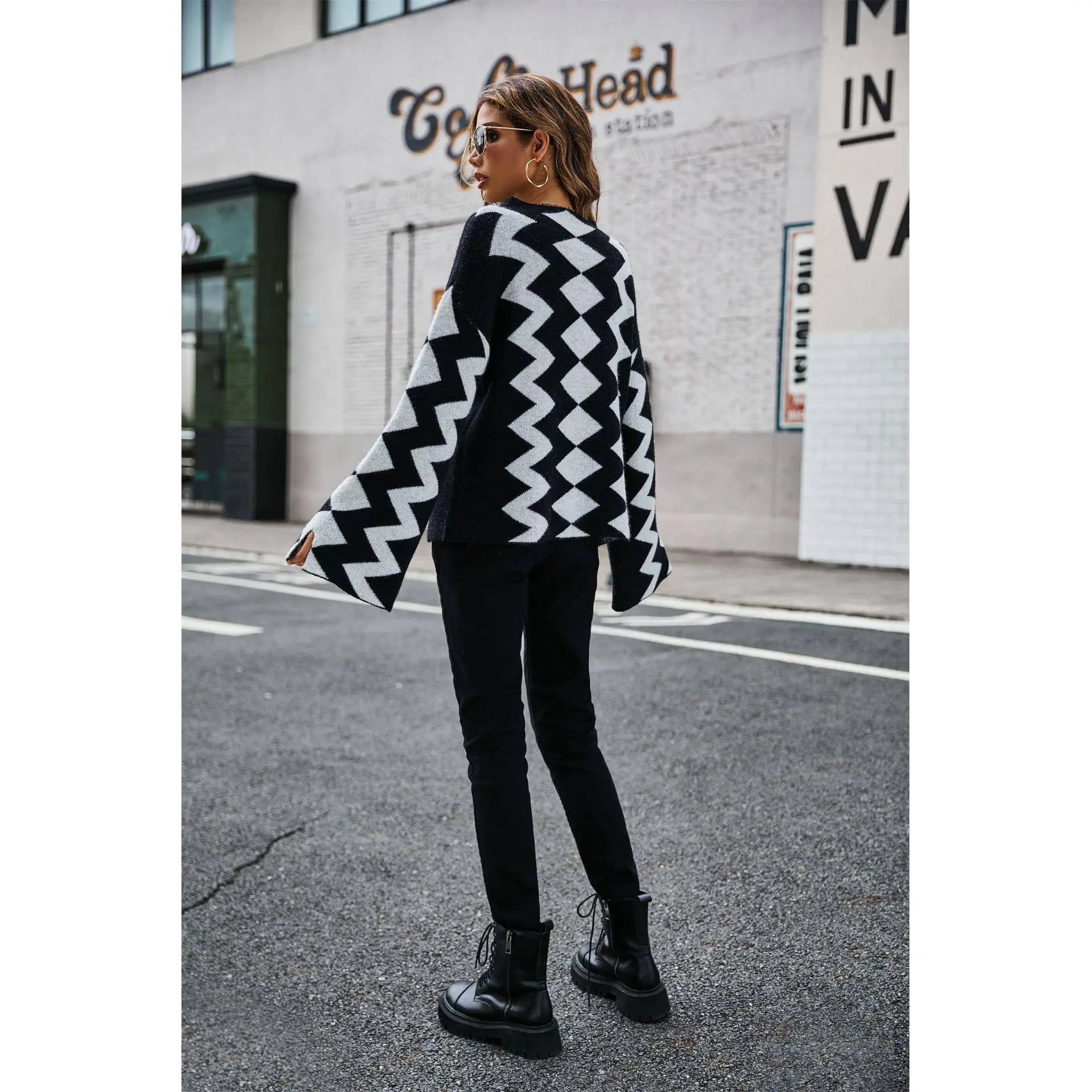 

Весна 2024, вязаный свитер большого размера с бриллиантами, свитер в клетку, женский вязаный свитер премиум-класса Faion