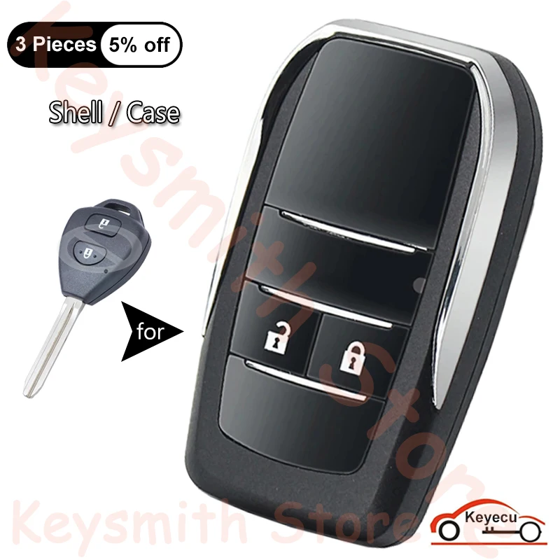 

KEYECU 2Buttons Case for Toyota Corolla Hiace RAV4 Tarago Prius Hilux Yaris Innova Auto Modified Flip Remote Key Fob Shell Cover