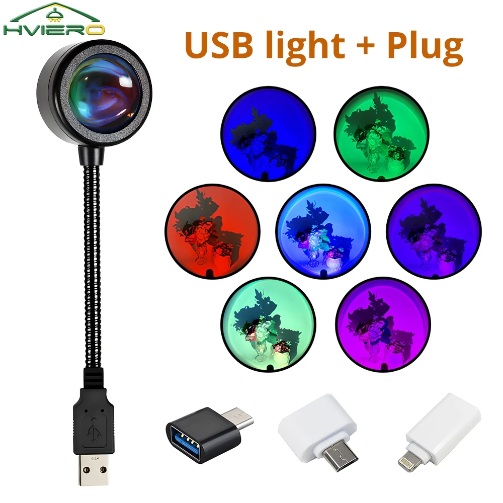 

Usb Sunset Lamp Colorful Gradient Led Home Background Decoration Photography Mood Lights Flexible Decorative Atmosphere Lamps
