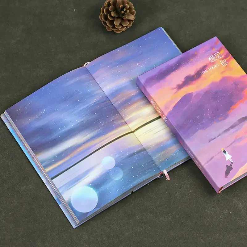 A5 Cute Hardcover Notepad Diary Planner Hand Book Creative Student Colorful Inner Page Illustration Notebook Gift