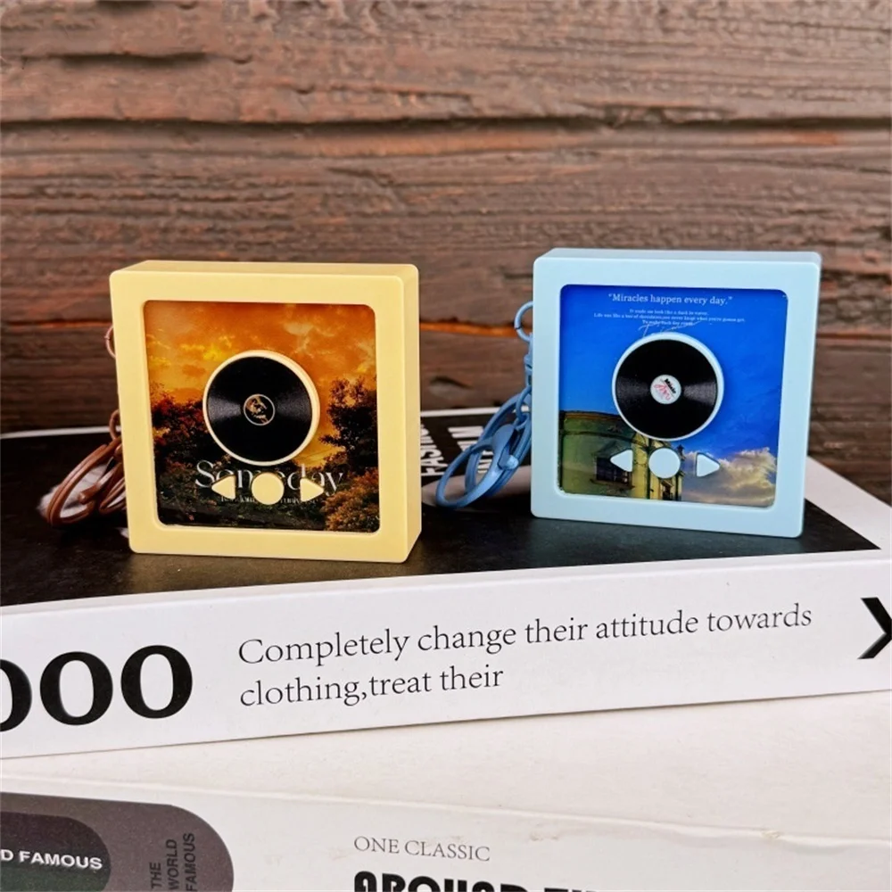 Creative Recorder Keychain Mini Portable Retro Album CD Fun Music Box Bag Pendant Machine Recordable Keyring for Friends Gifts view 5