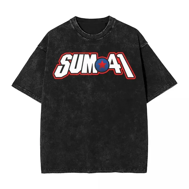 تيشيرت مغسول للرجال والنساء ، فرقة Sum 41 ، ملابس الشارع الهيب هوب ، تيشيرتات كاجوال ، SUM41 ، تيشيرتات بانك ، أكمام قصيرة ، قمم كبيرة الحجم