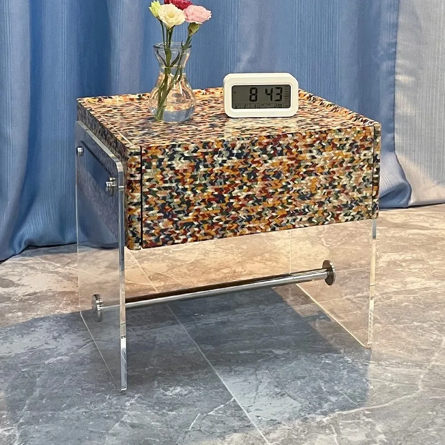 

Light luxury simple modern high-end artistic acrylic creative bedside locker