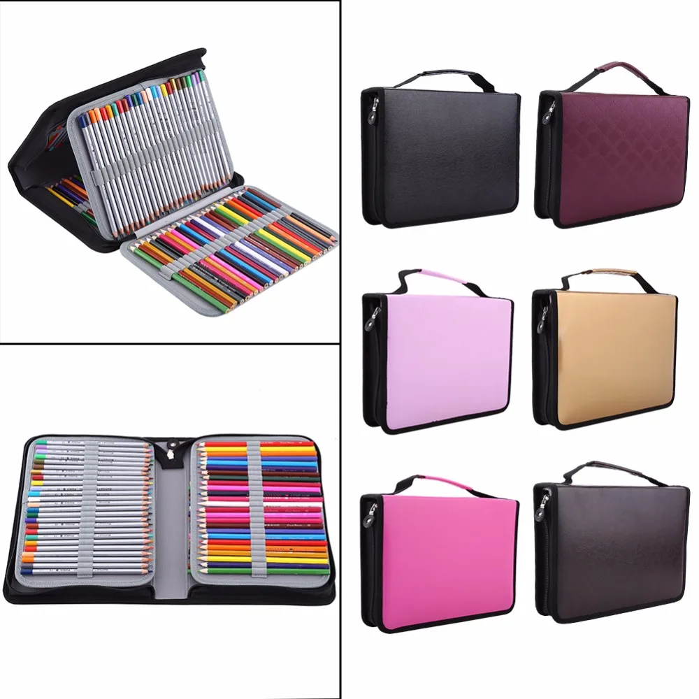 

150 Slots Large Capacity Pu Leather Color Pencil Case School Pencil Case Storage Bag Zipper Pencil Bag Art Supplies