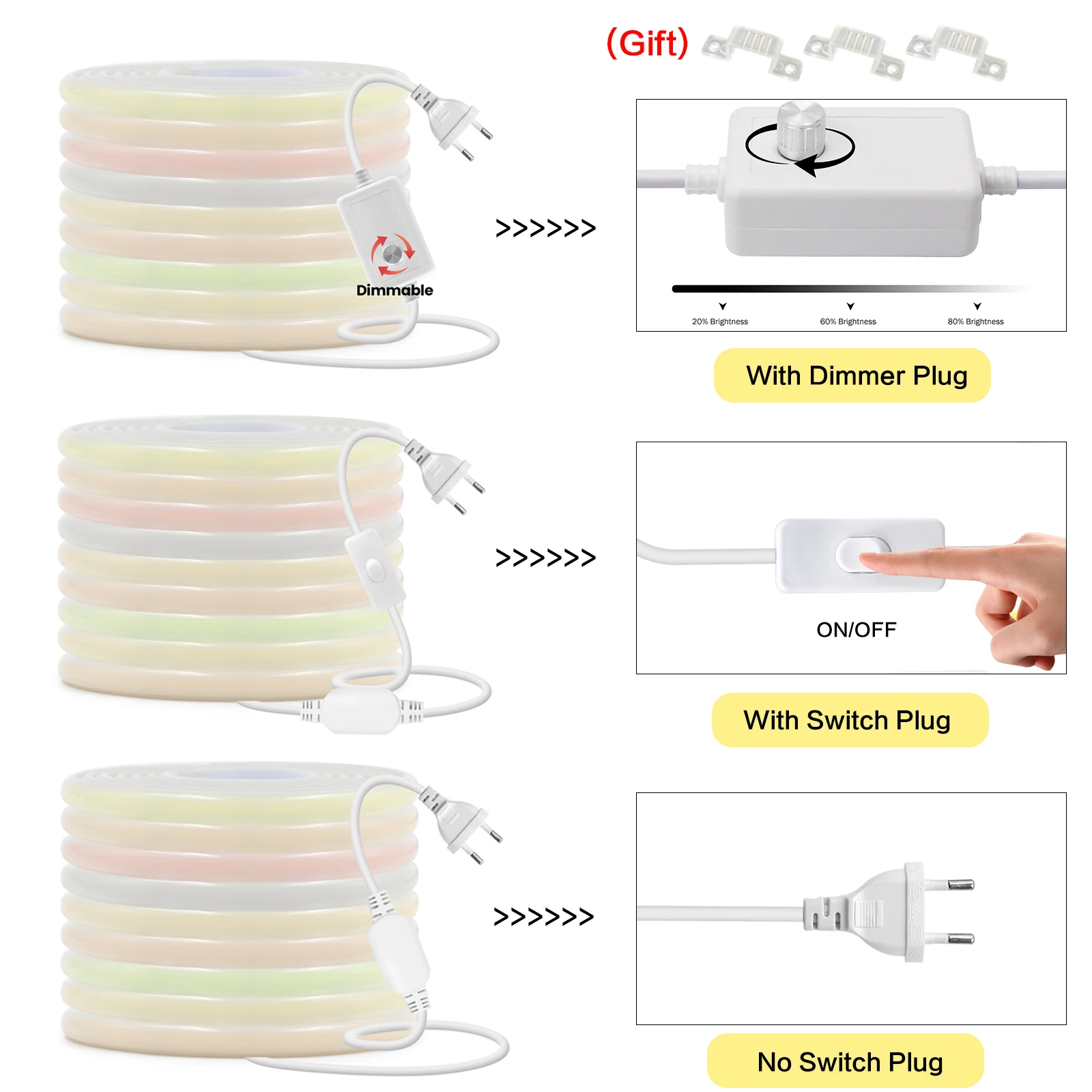 Рисунок 6 - Светодиодная лента COB 220 В с переключателем/диммером