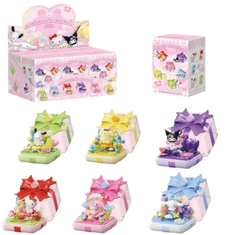 

Sanrio Hellokitty Pochacco Kuromi Blind Box Acrylic Ring Box Anime Peripherals Model Bricks Ornaments Toys for Kid Holiday Gift