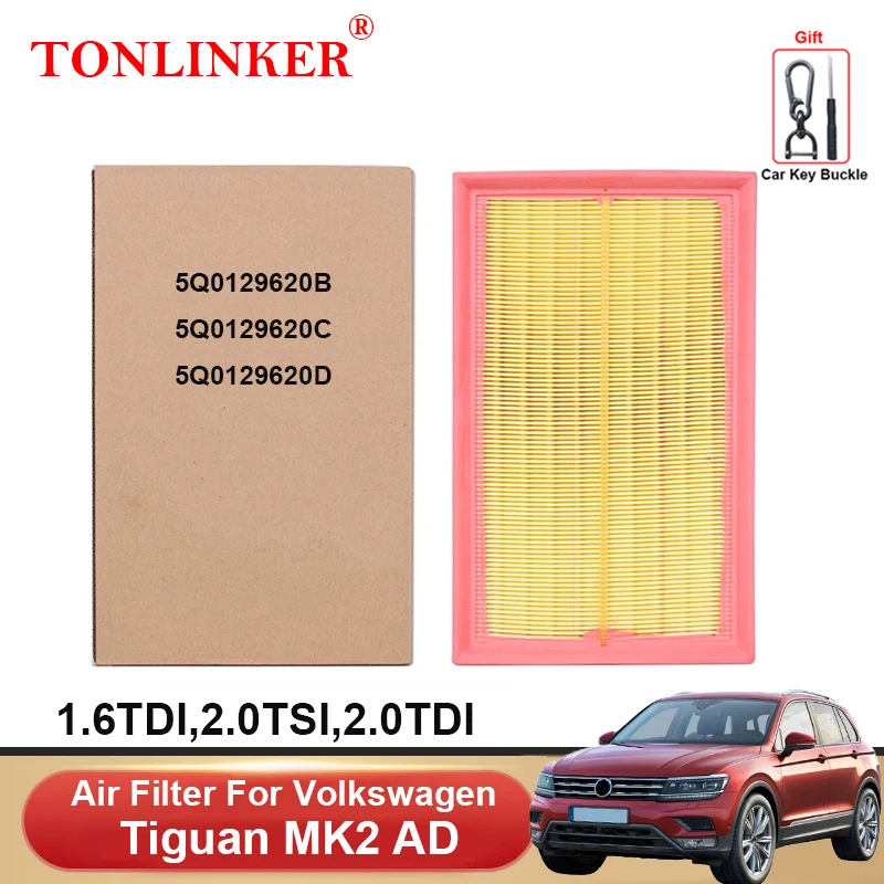 

TONLINKER Air Filter 5Q0129620 For VW Volkswagen Tiguan MK2 1.6TDI 2.0TSI 2.0TDI 2016-2019 2020 2021 2022 Car Accessories Goods