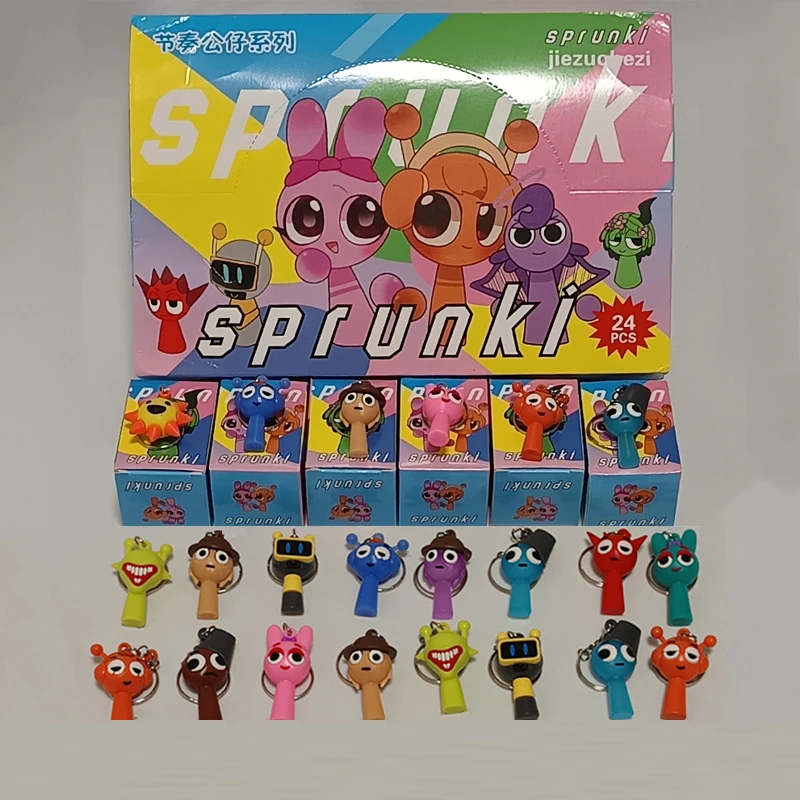 24szt Sprunki Figurka Ślepe pudełko Zestaw Kreskówka Gorące Gry Kolekcjonerska Lalka Zabawka PVC Figurka Lalka Ozdoby Dzieci Boże Narodzenie Prezent Urodzinowy