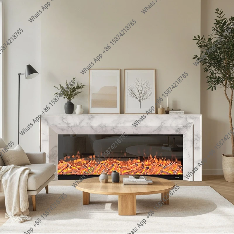 X European Fireplace TV Cabinet Simulation Flame Heating Electronic Fireplace Villa Living Room Light Luxury Imitation