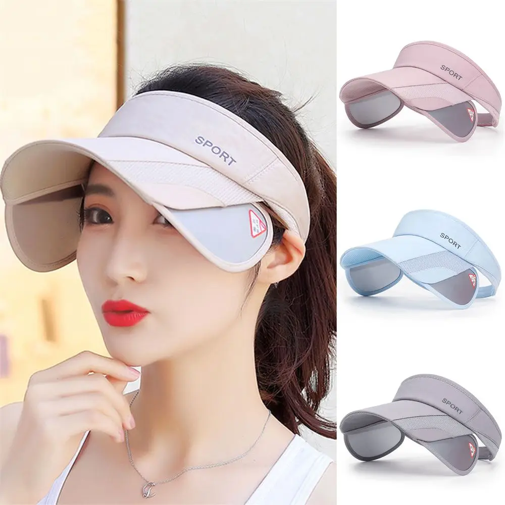 Summer UV Protection Empty Top Beach/Tennis Adjustable Golf Cap Retractable  Brim Sun Visor Hat