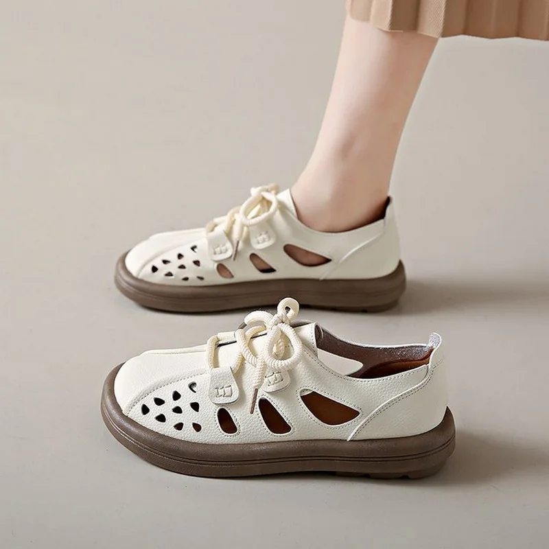 

Сандалии женские из лакированной кожи, мягкая подошва, перфорированная подошва, плоская подошва, летние туфли, Размеры 35-42