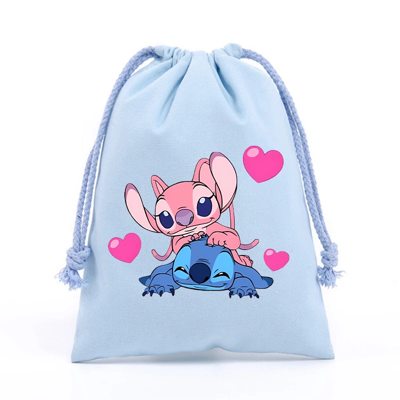 Cute Stitch Drawstring Pockets Kawaii Disney Cartoon Storage Bags Boys Girls Tote Bag Kids Sports Travel Bags Children Handbag