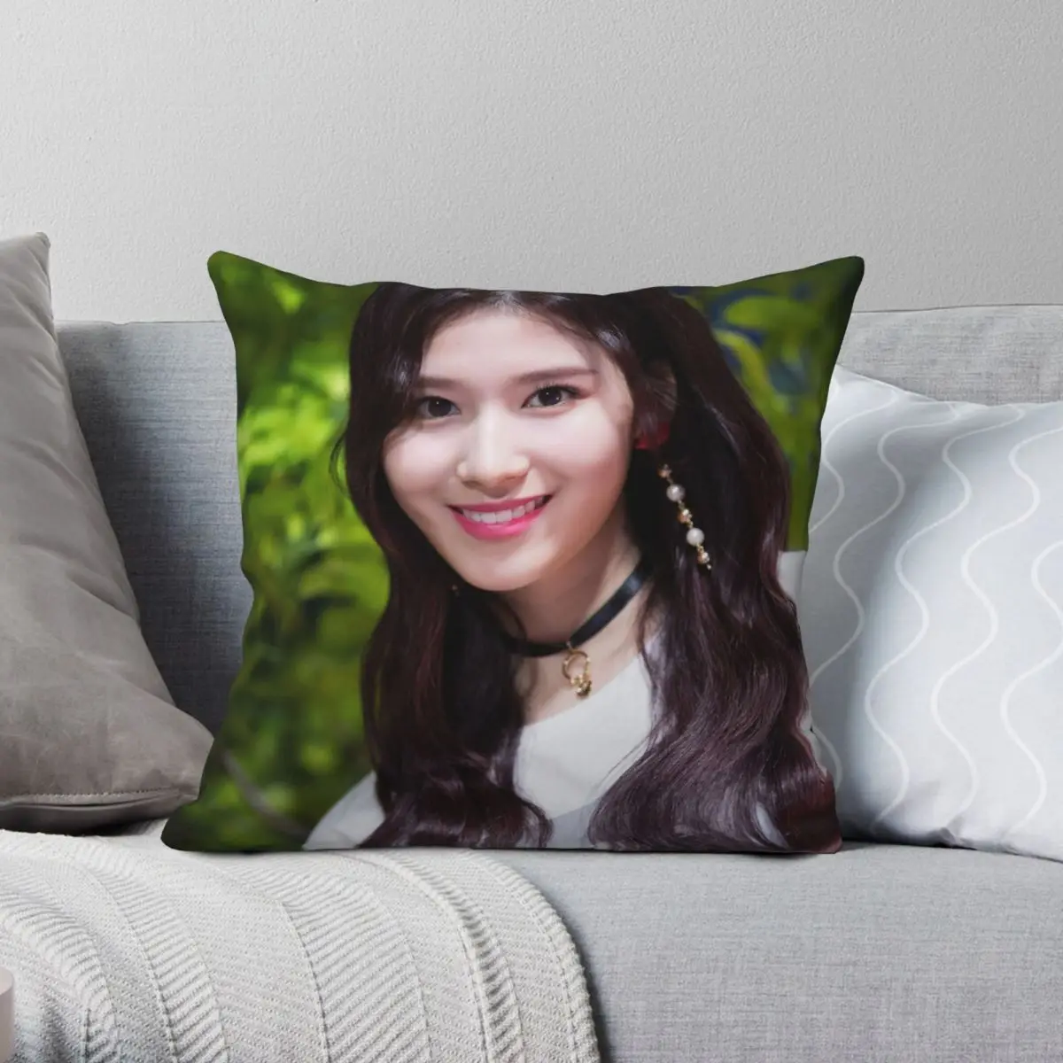 Sana Twice Square Pillowcase Polyester Linen Velvet Creative Zip Decor Throw Pillow Case Sofa Seater Cushion Cover 45x45