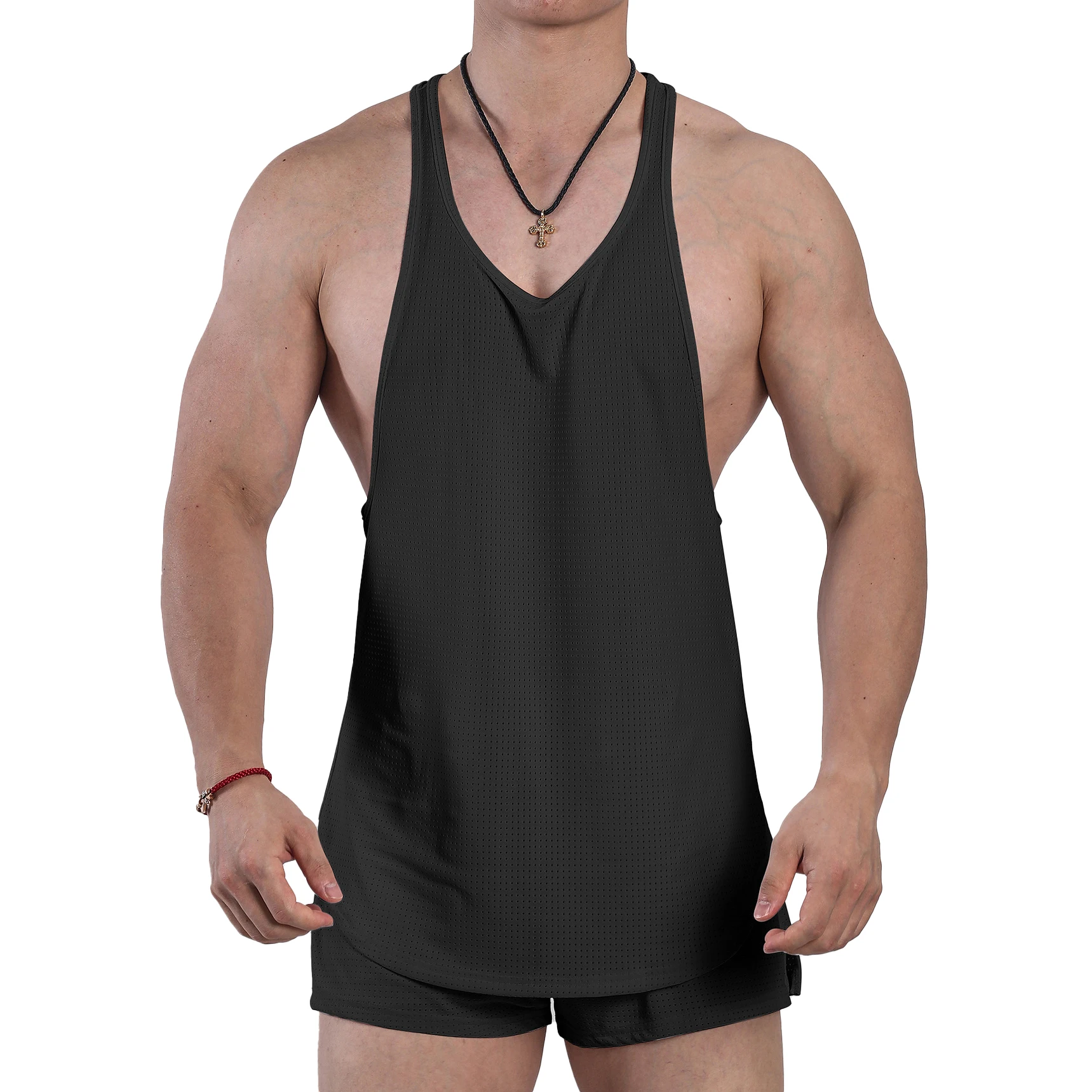 

(M-3XL)Mens Workout Tank Top 95%Nylon Breathable Quick Dry Sleeveless Shirt for Gym Fitness Training&Running