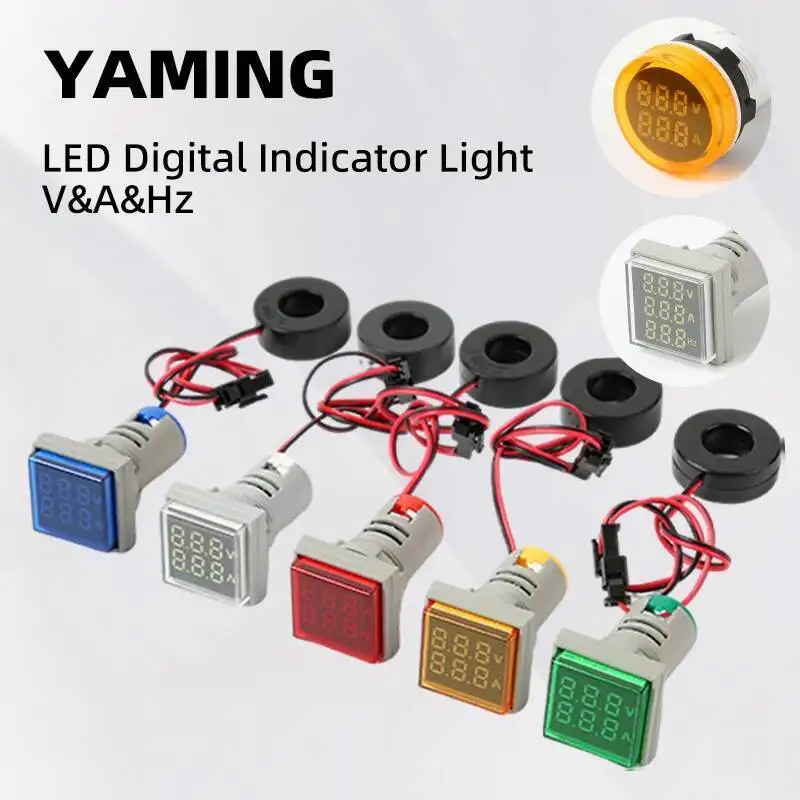 LED Mini Power Indicator Light Signaallamp Digitaal display Vierkant/rond Ampèremeter Voltmeter Thermometer Hertz Meter