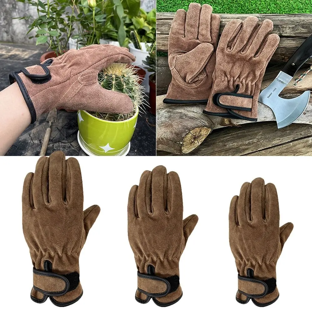 Work Protection Cowhide Men's Work Gloves Firm Grip Thick Safety Gloves Wear Resistant Mechanic Glove Security Protection