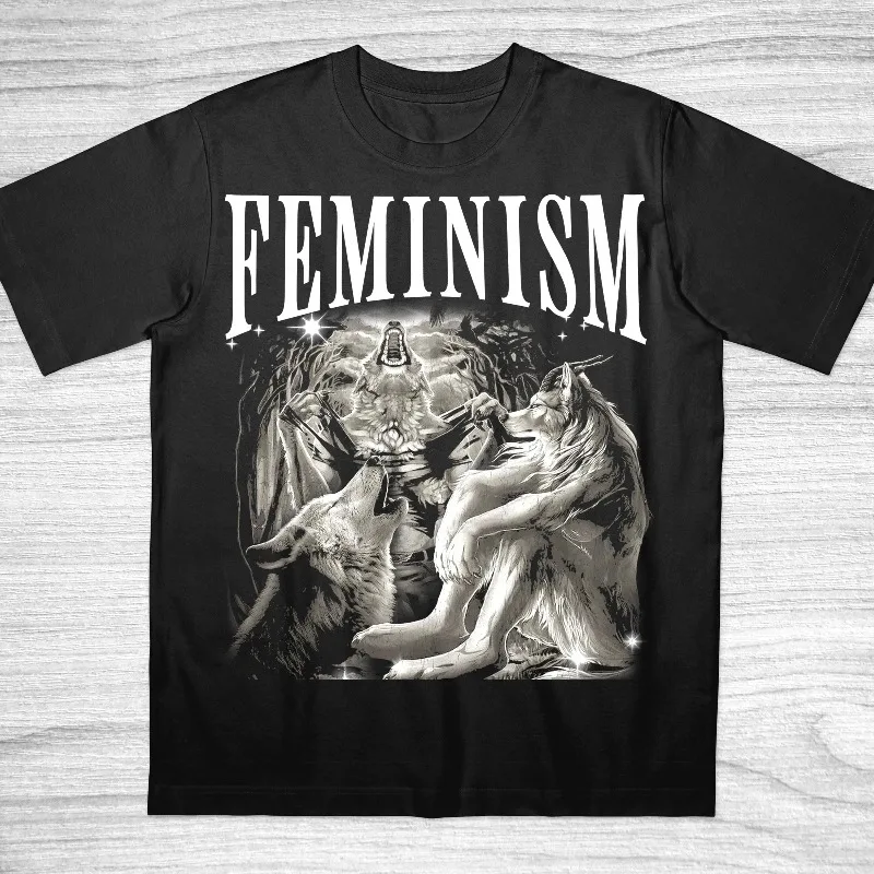 Funny Feminism Shirt, Alpha Wolf T-Shirt, Bold Statement Funny Cringe Werewolf Memes 90s Vintage Bootleg Cotton Tee