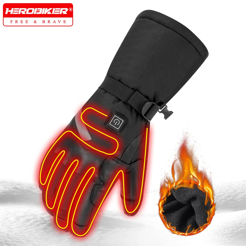

Перчатки с подогревом для мужчин и женщин, мотоциклетные перчатки с подогревом Guantes, водонепроницаемые мото сенсорный экран, мотоциклетные лыжные гоночные перчатки на зиму