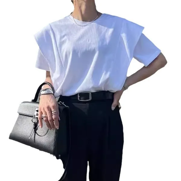 Japanse en Koreaanse damesmode zomer nieuwe losse veelzijdige casual effen kleur puur katoen gegolfde T-shirt top voor dames
