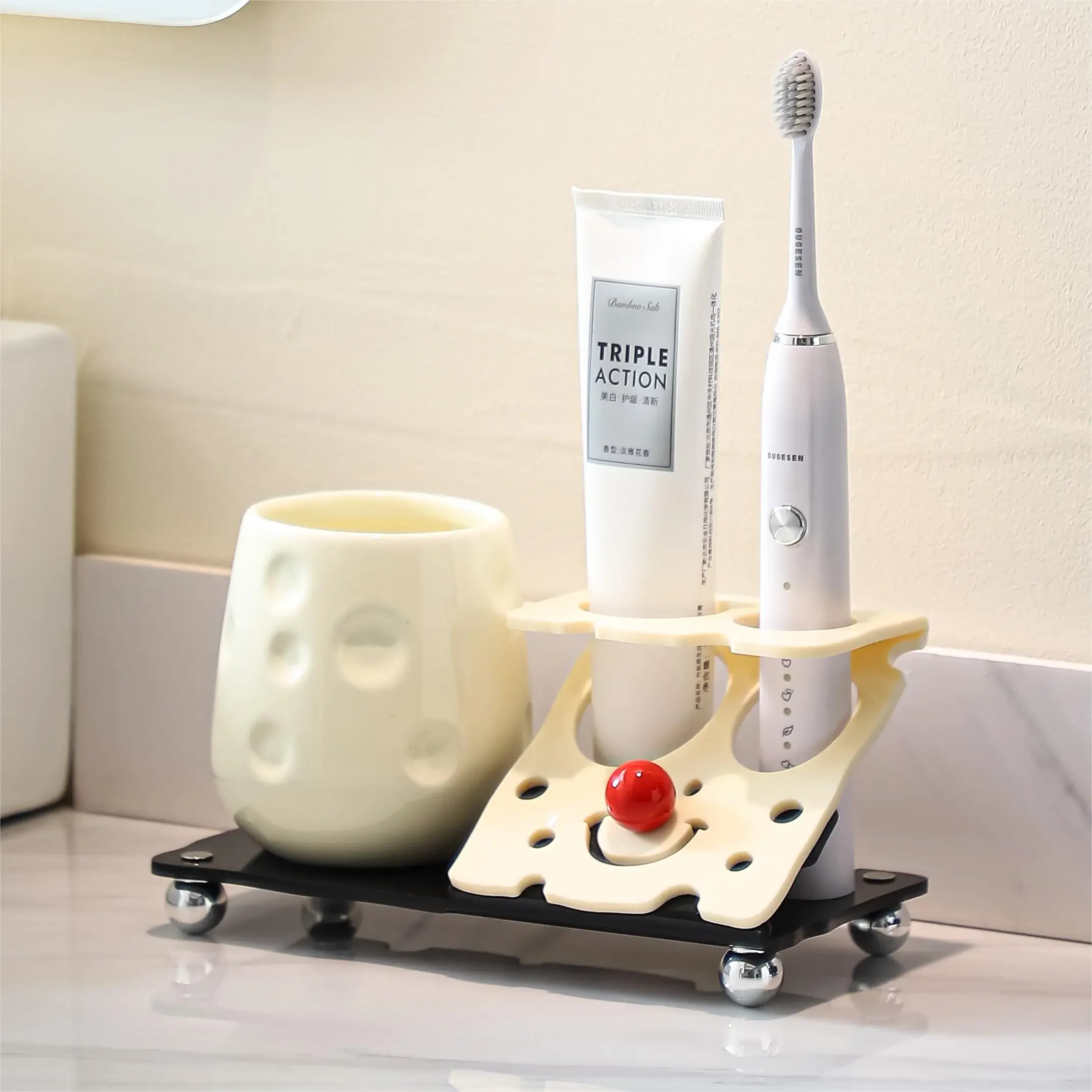 

Bathroom electric toothbrush toothpaste storage rack, new mouthwash cup set, bathroom sink