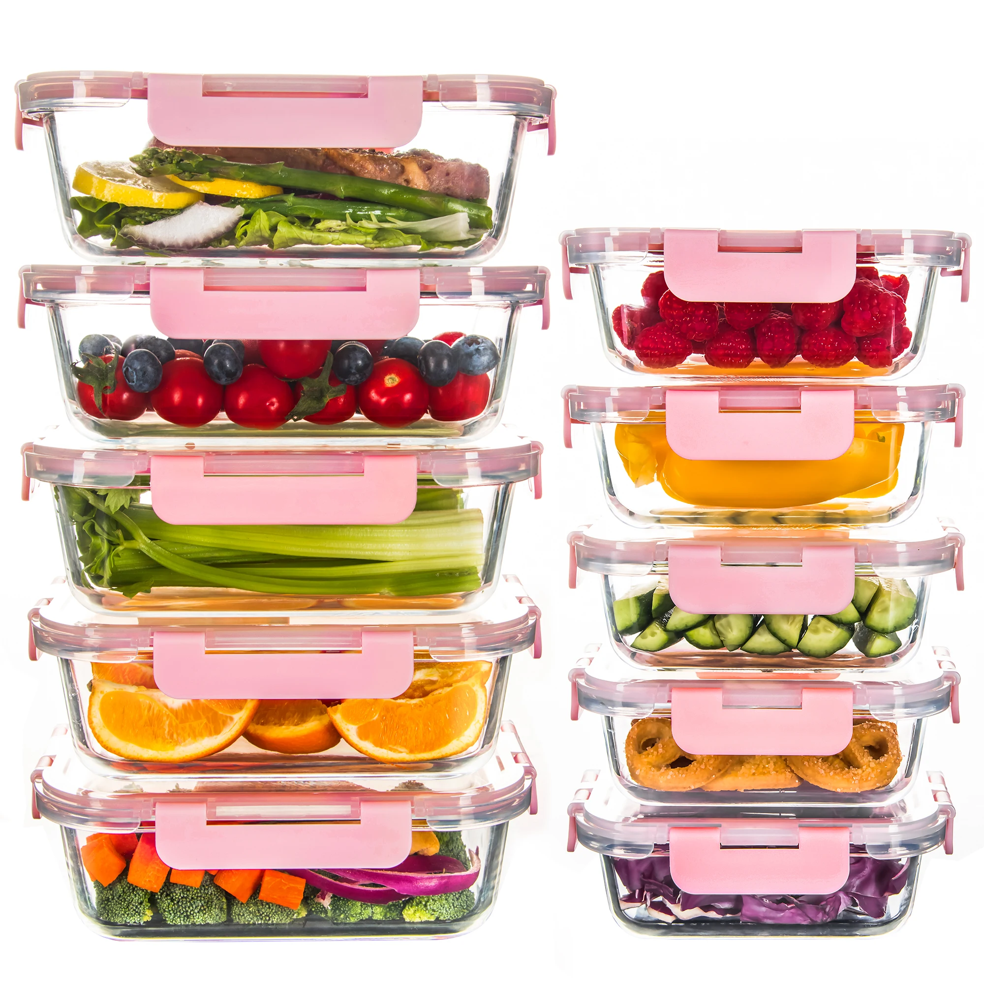 Relevés de repas en verre, lot de 10, stockage des aliments hermétique, micro-ondes, four, congélateur et lave-vaisselle