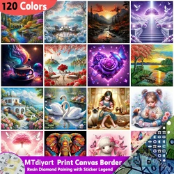 Portrait Girl Diamond Painting Print Canva Border With Sticker Legend Flower Rose Craft DIY Unique Gift Wall Decor For Home