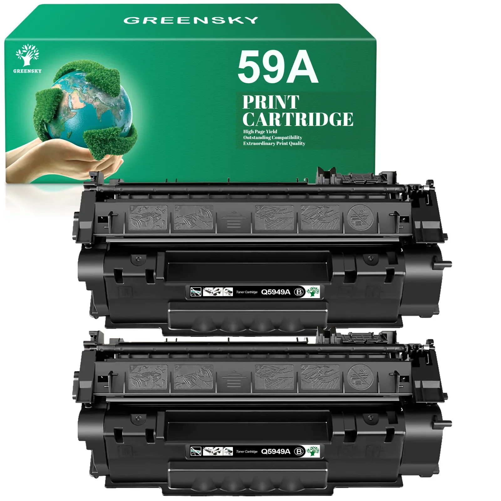 2 PK Q5949A 49A Black Toner Cartridge Compatible For HP LaserJet 1160 1320 3390