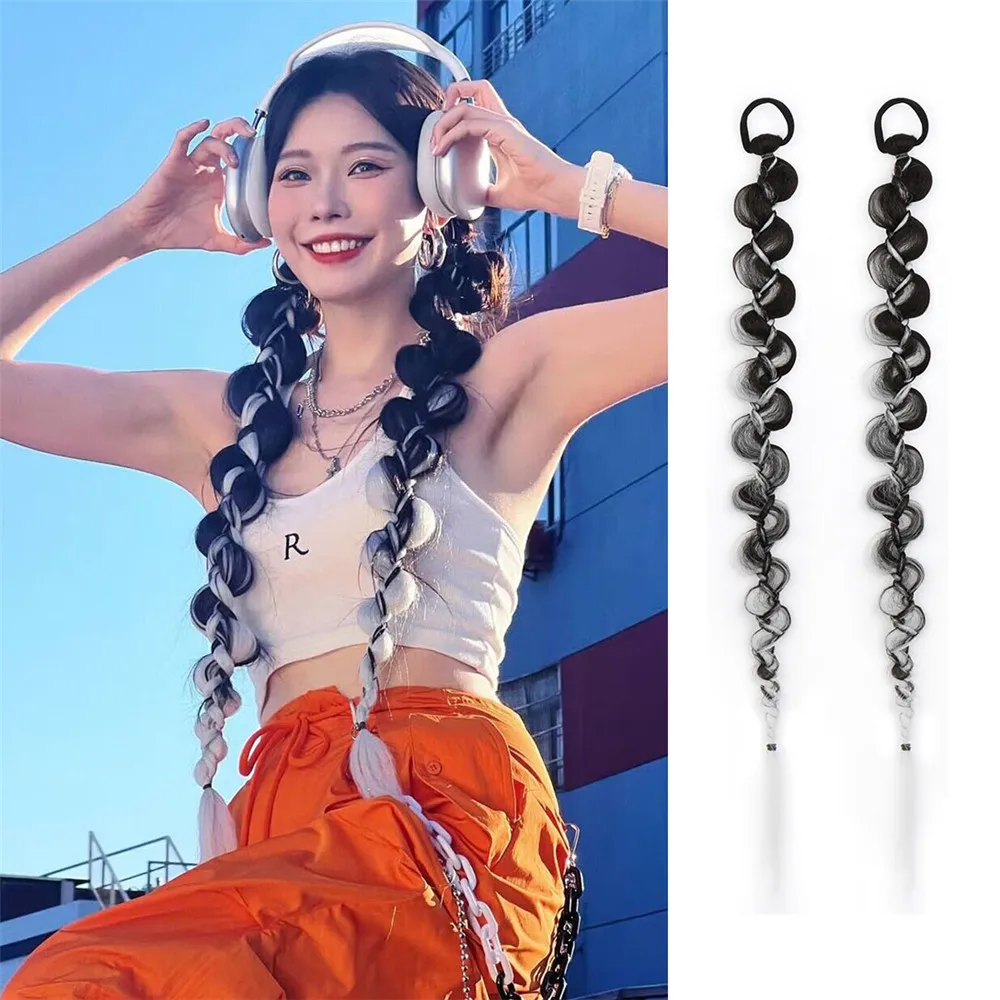 Fashion Boxing Long Side Twist Braids Wig for Women Sweet Cool Hot Girls Hair Accessories Head Rope Ponytail Girls Dirty Braids