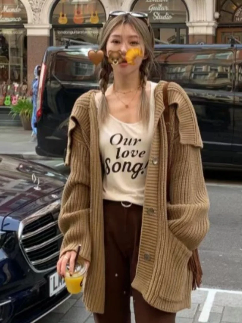 

Женский вязаный свитер Bla Oversized Long Sve, кардиган, весна-осень-зима, свободный крой, пальто средней длины с открытой передней частью