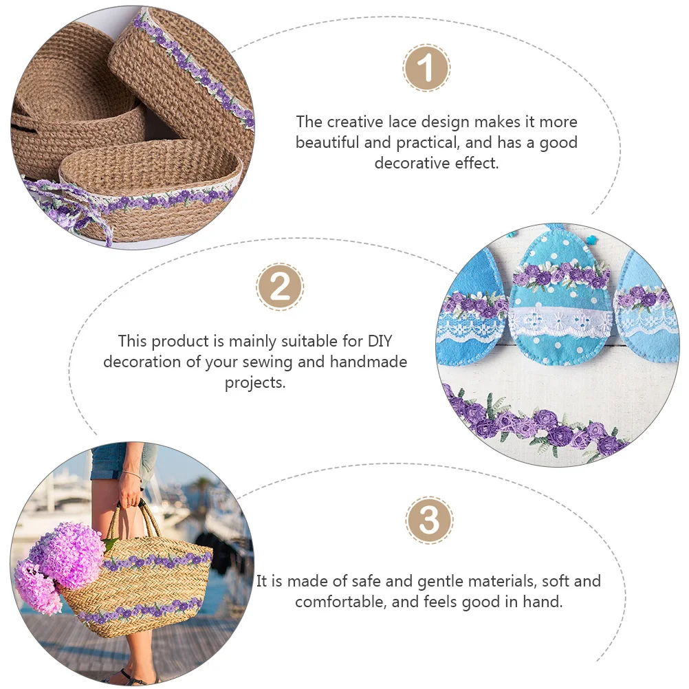 

2pcs Small Flower Lace Ribbon for DIY Sewing Wedding Decorative Ribbon Decorations Bridal Accessories Floral Edging