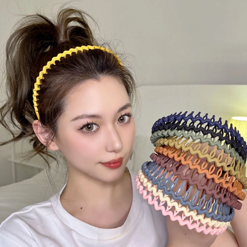 

Color Acrylic Sawtooth Slip-on Hairband Fashion Women's Wash Face Makeup Headband