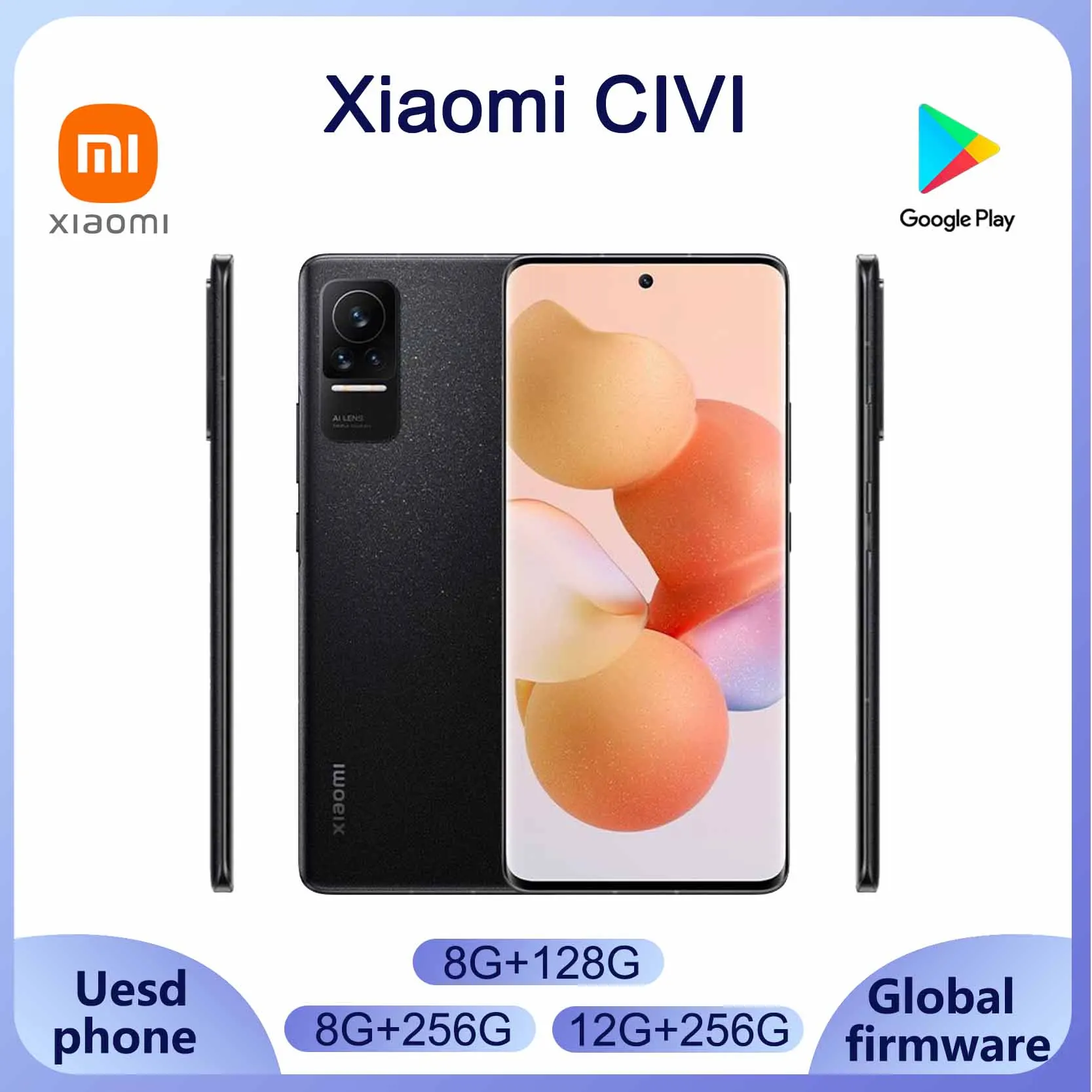 Xiaomi Civi 5Gสมาร์ทโฟนSnapdragon 4500MAh 778G64 MPกล้องLi-Po BatteryQCจอแสดงผลOLED Androidใช้โทรศัพท์