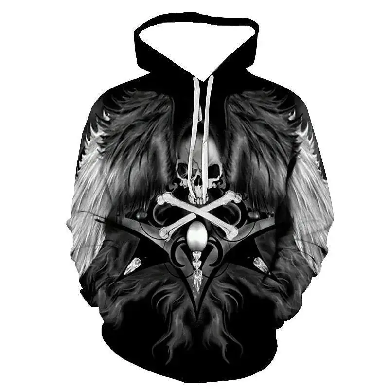 

Men's and Women's Skull Patterned Long Sleeved Hooded Sweatshirts Casual Training Clothes Sports Pullovers Halloween Gift Tops