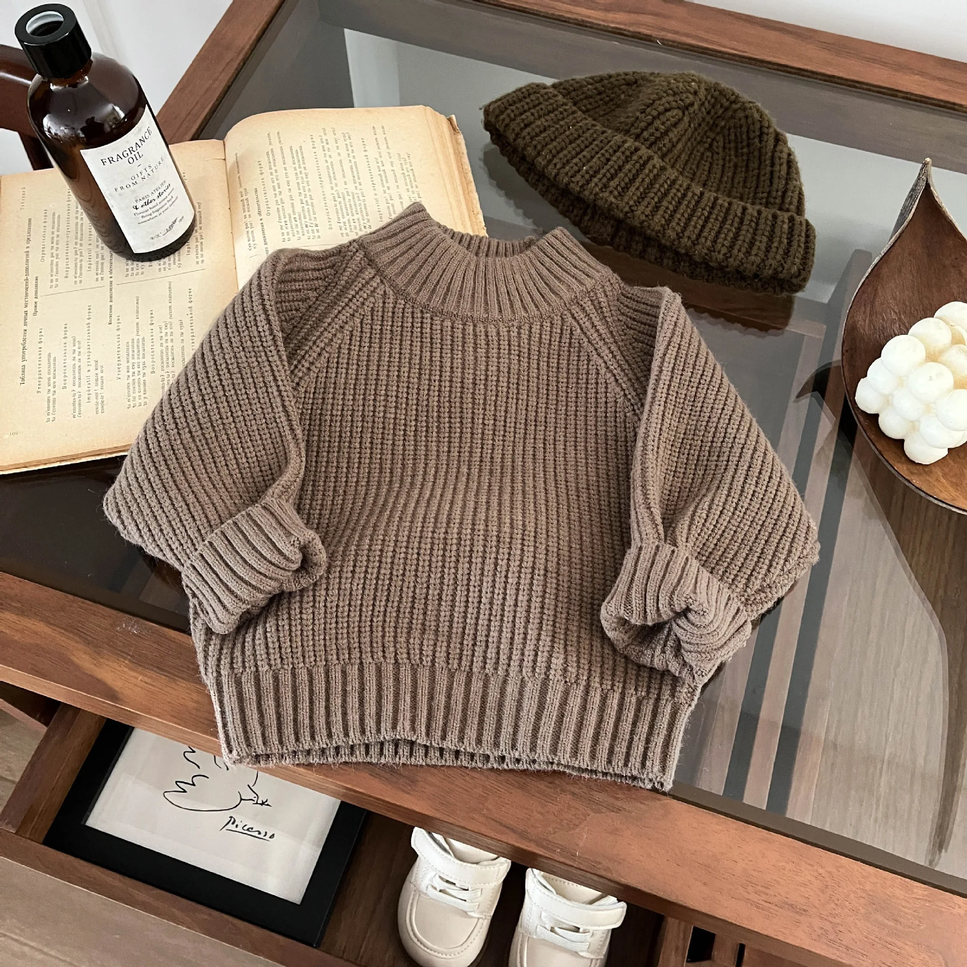2025 Autumn New Children Long Sleeve Casual Sweater Boys Girls Solid Sweater Loose Baby Knit Pullover Fashion Kids Clothes